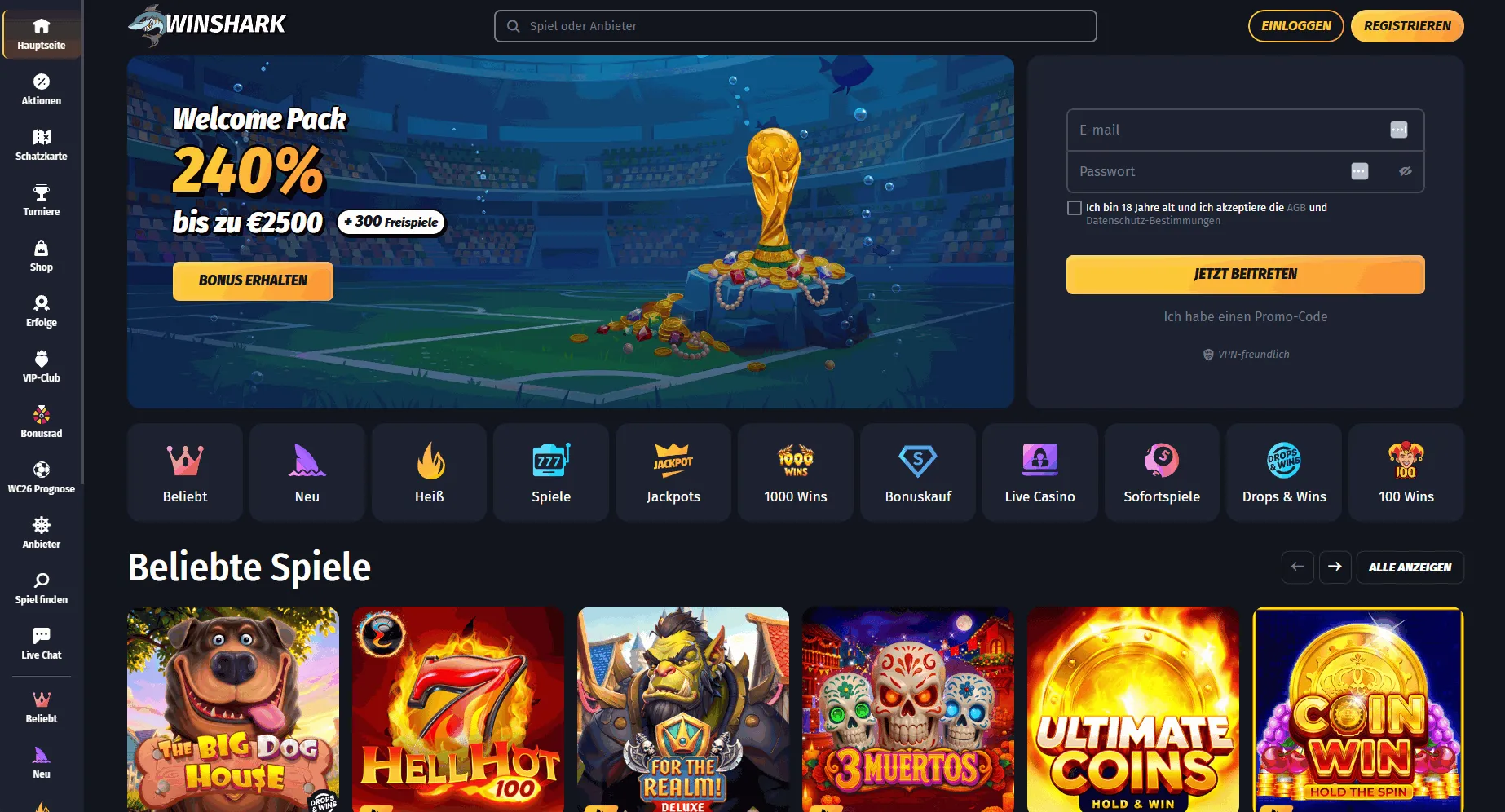 Winshark online casino startseite Winshark casino startseite